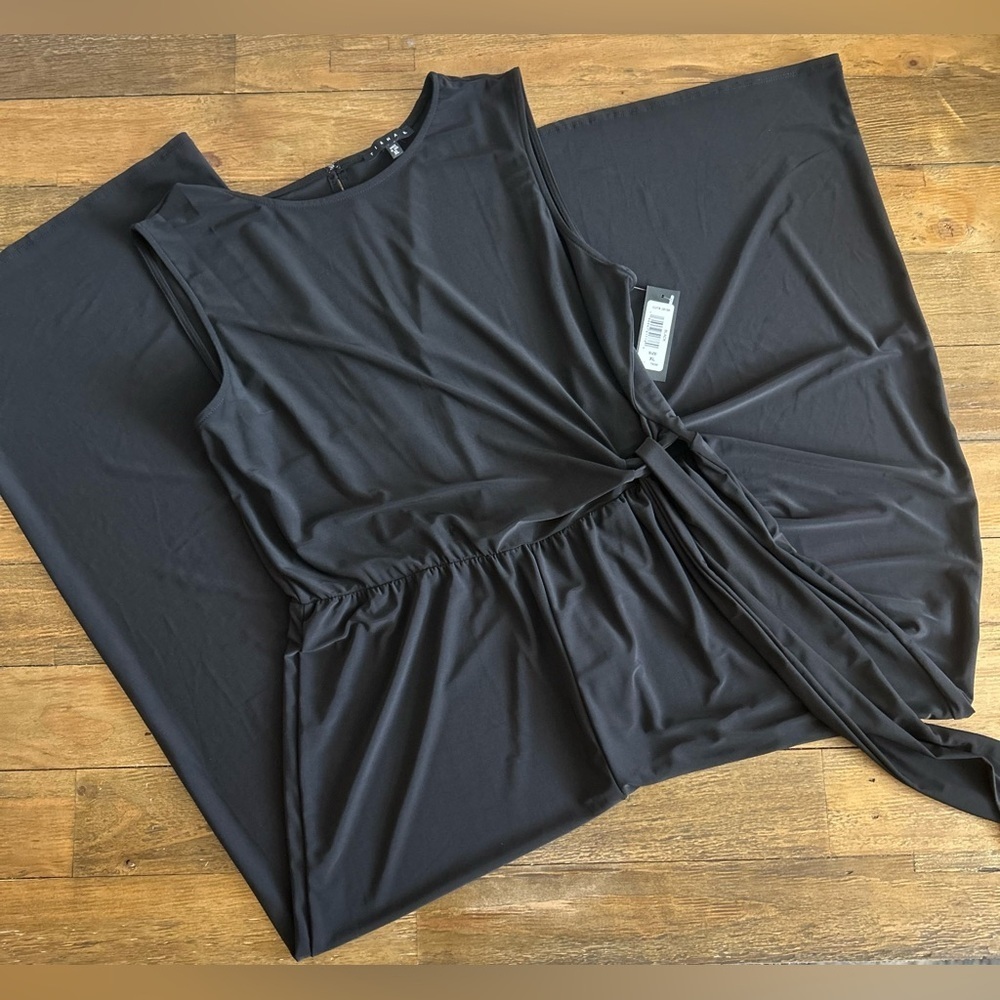 TIANA B Chic Black Sleeveless Jumpsuit Wide Leg Lightweight Side faux wrap tie - Picture 4 of 11